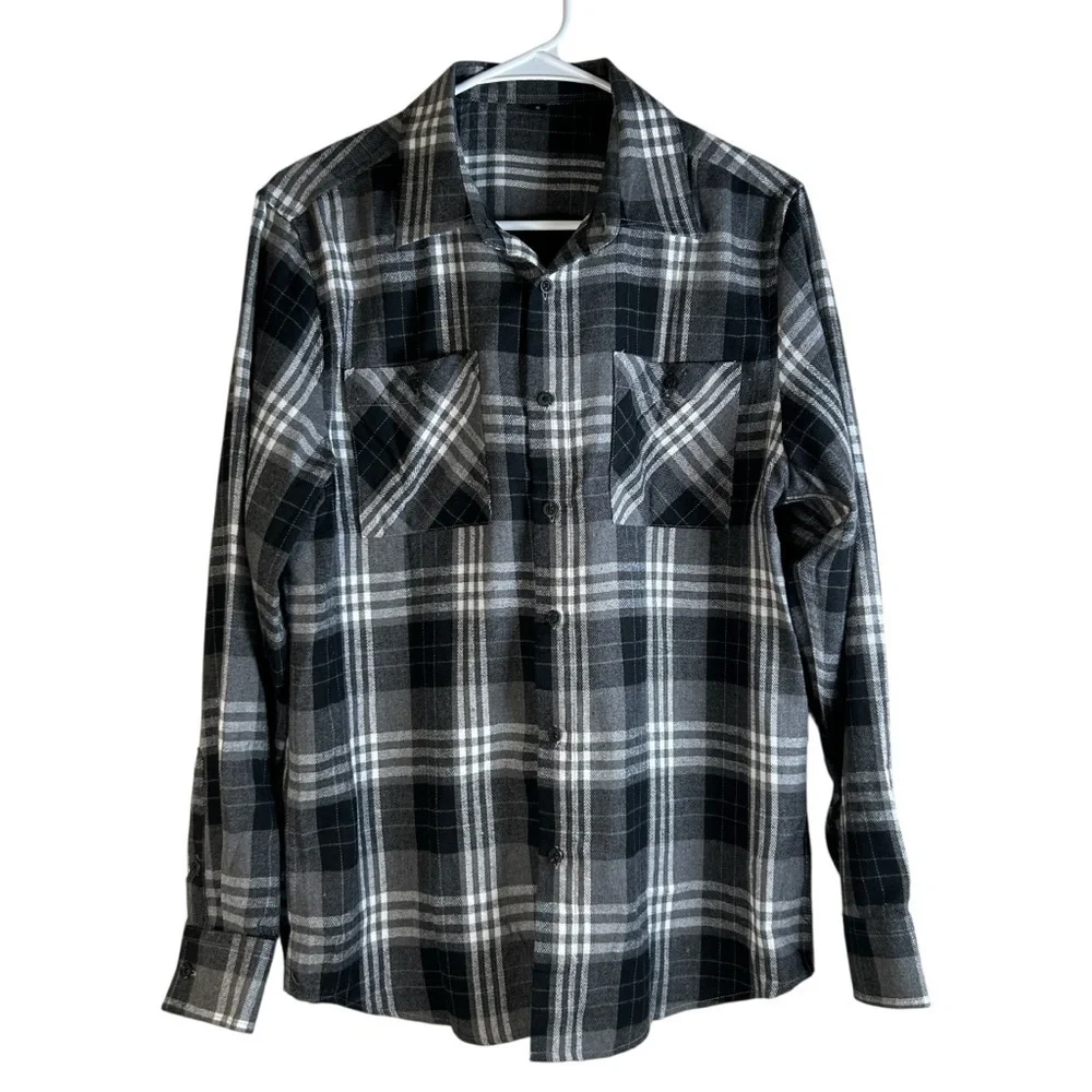 Mens Flannel Shirts Long Sleeve Regular Fit Lightweight Plaid Button Down Size S